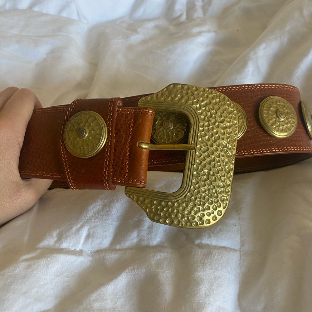 Retro western oversized belt with gold embellishments